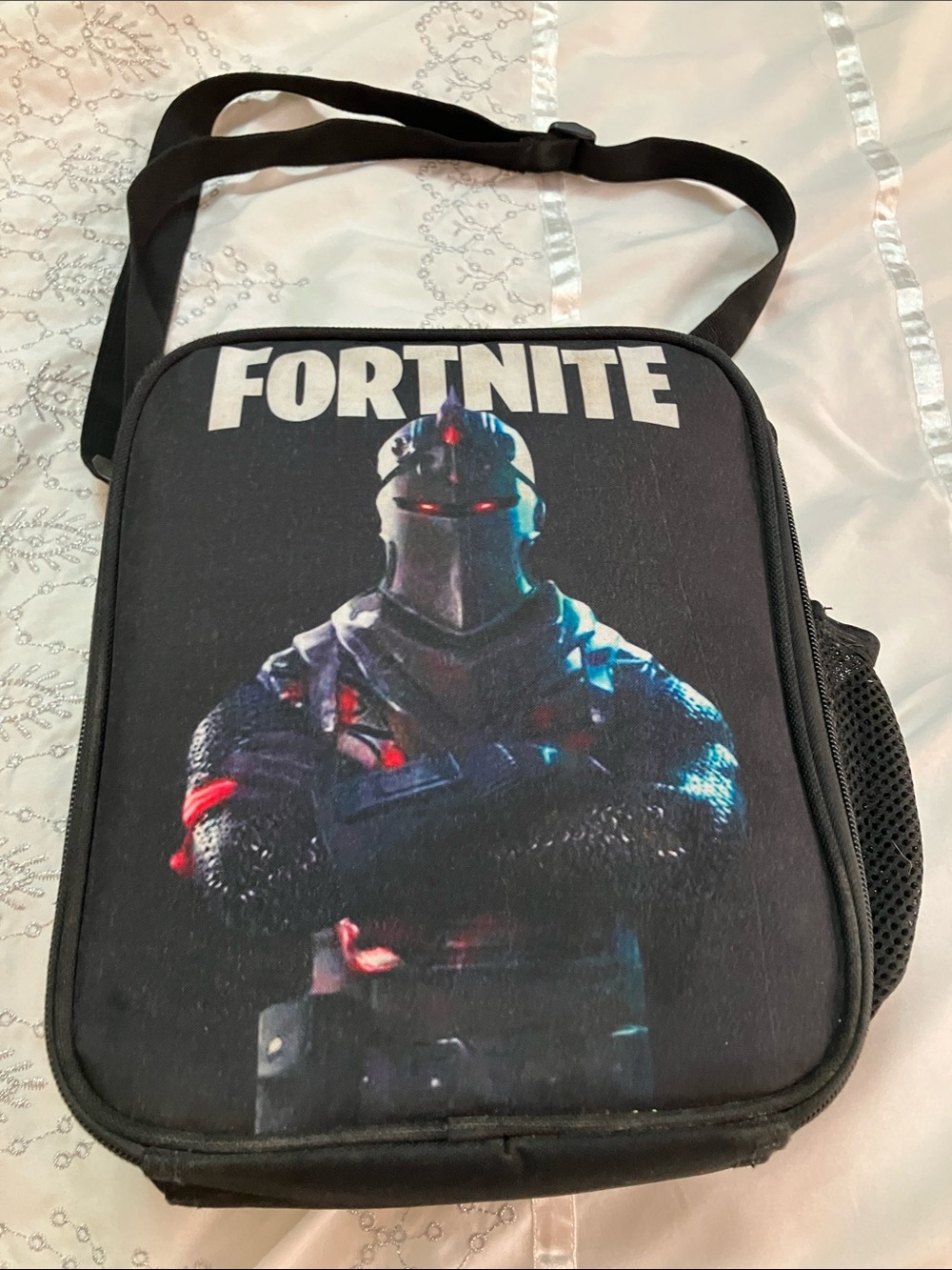 Fortnite Kids Black Sling Bag with Knight Graphic Insulated